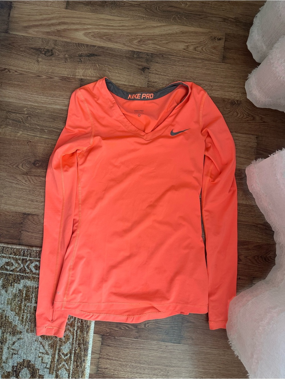 Nike Women's Long-Sleeve V-Neck Top - Coral/Orange